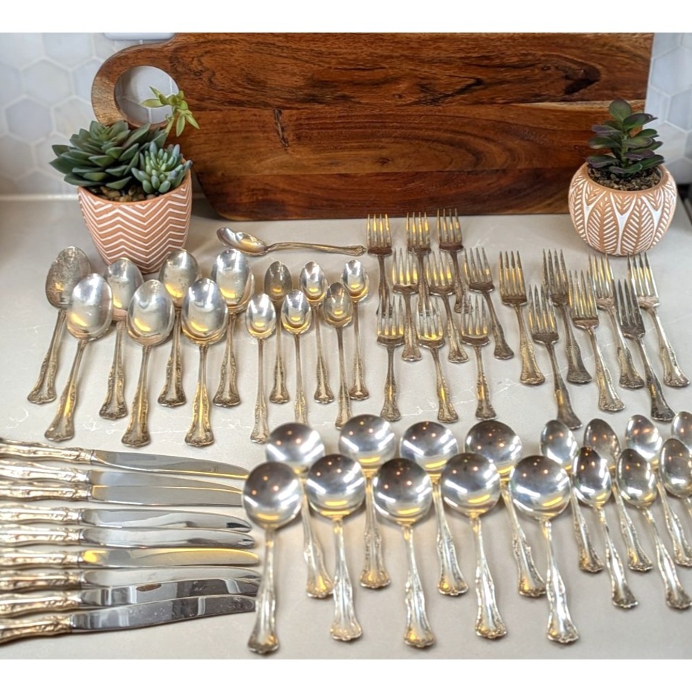 LOT56🌿VTG 1908 National SilverPlate Queen Elizabeth Flatware Shefield Set Forks